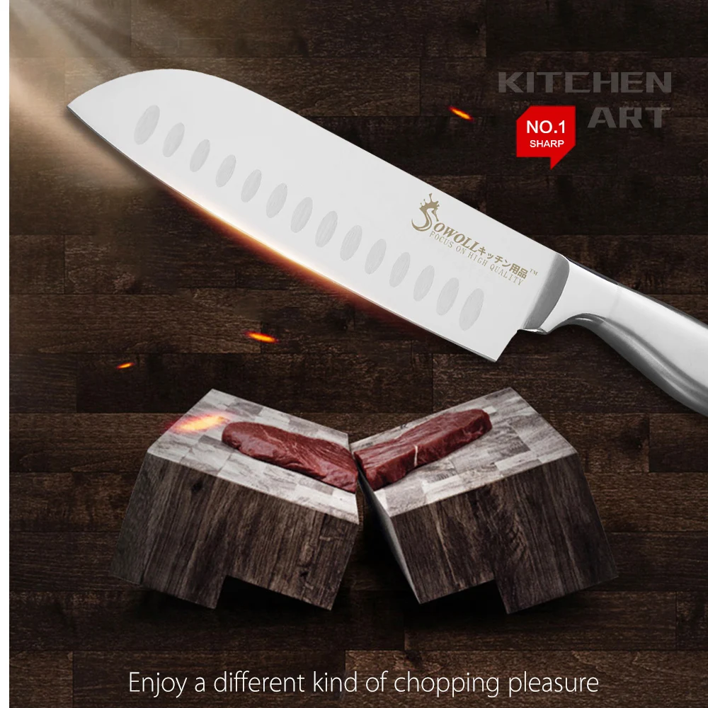 SOWOLL мяса шеф-повар Хлеборезательные Santoku нож для очистки овощей японский Кухня