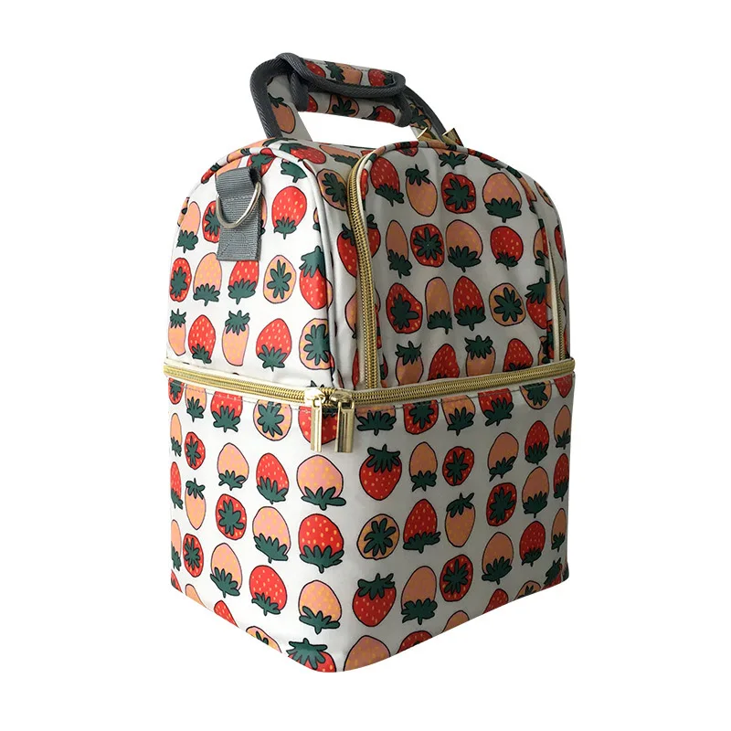 Strawberry Детские изоляционные сумки для грудного молока, лисичка, двухслойные водонепроницаемые, для кормления, молока, продуктов питания, фруктов, сумка для хранения, теплая сумка для переноски BB5108 - Цвет: Strawberry