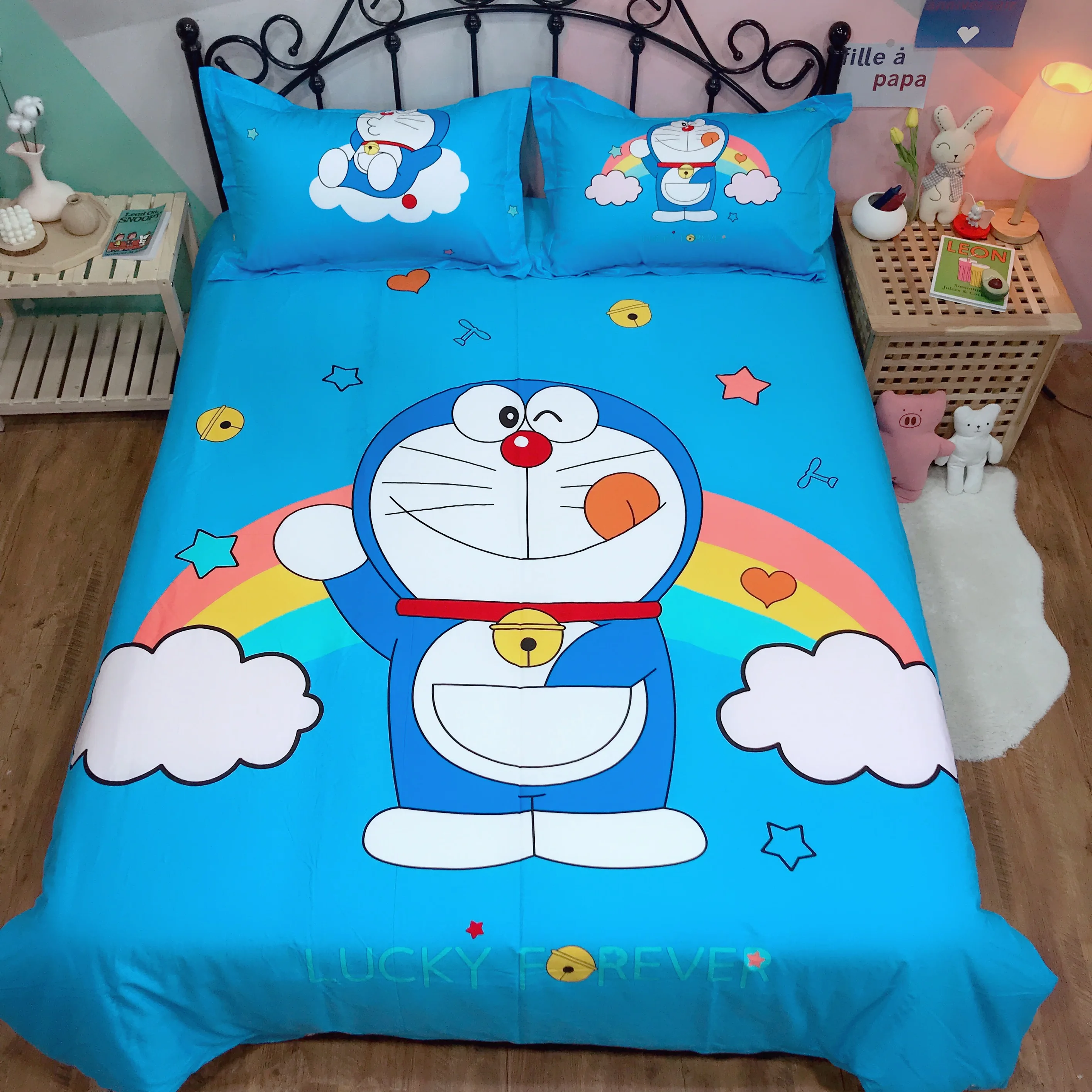 Мультяшный Кот 3d постельный набор Doraemon детская спальня чистое хлопковое