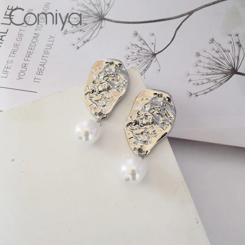 Женские серьги подвески Comiya длинные с акриловым жемчугом в Корейском