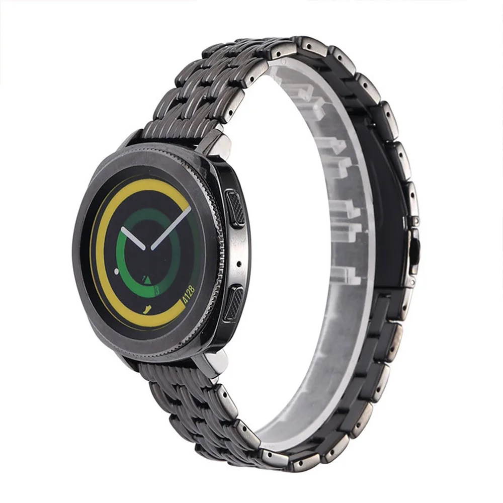 Ремешок из нержавеющей стали для Galaxy Watch 46 мм 42 браслет с плоской пряжкой Samsung Gear S2