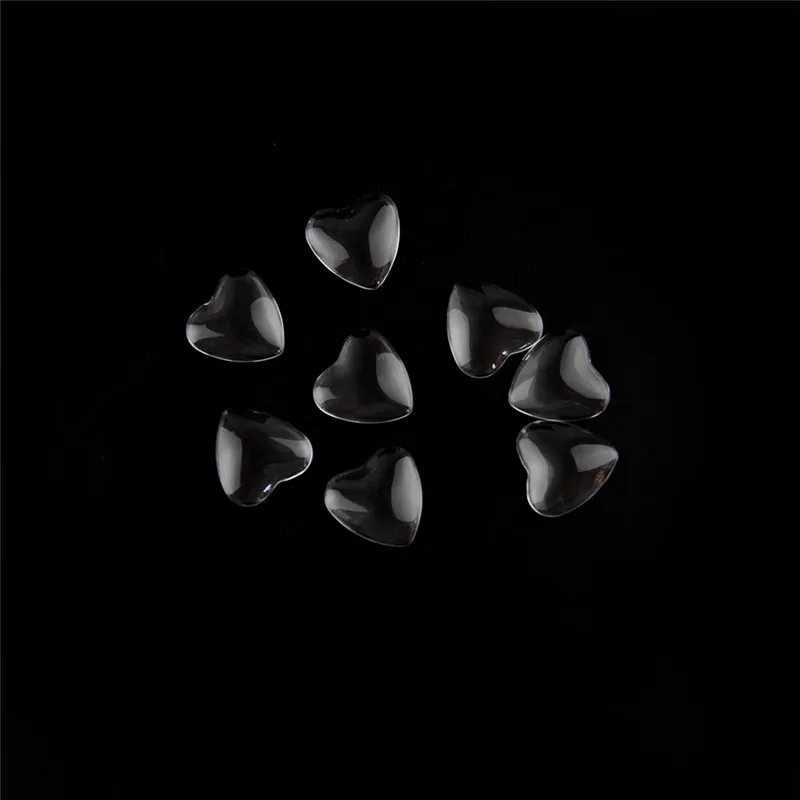 Heart 16mm 100pcs Flat Back Tranparent Clear Glass Cabochon Crystal Domed Magnifying for Diy Charm Pendant Jewelry Making | Лампы и