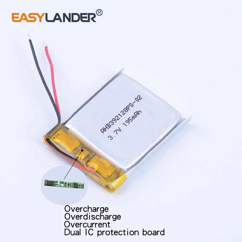 Аккумулятор AHB392128PS-02, 3,7 в, 195 мА · ч, литий-полимерный, литий-ионный, для JAB Bluetooth-гарнитуры, беспроводной гарнитуры Logitech, mp3 392128