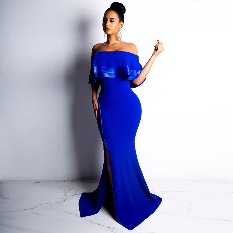 Sexy Sleeveless Strapless Dresses Woman Party Night Ruffles Zip Asymmetrical Maxi Runway Dress Patchwork Solid Spring Vestido | Женская