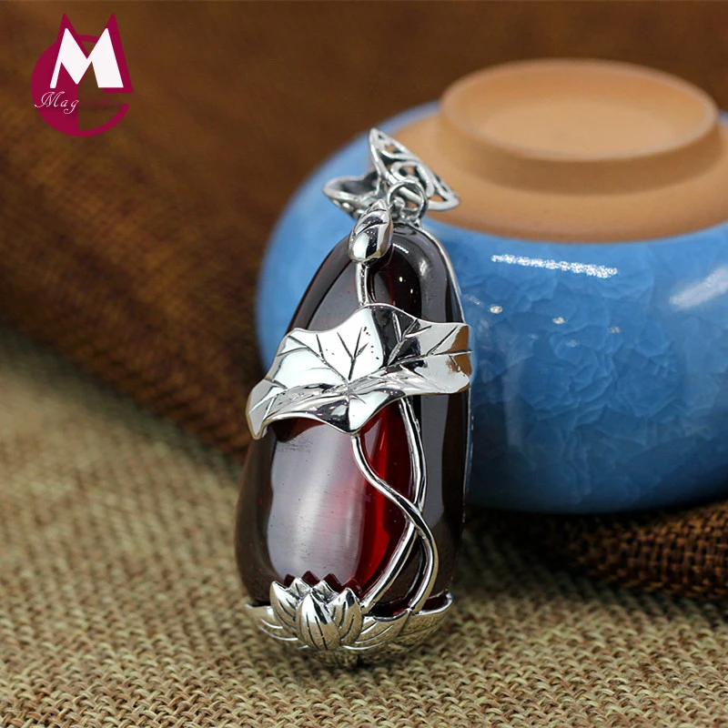 Женская винтажная Подвеска из серебра 925 пробы с желтым халцедоном|jewelry necklace