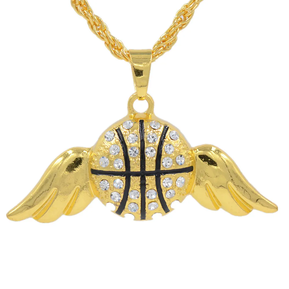Популярный Логотип крыло баскетбол хип-хоп рэп ожерелье Крыло ангела кулон для