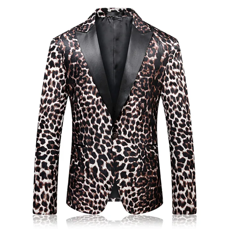Leopard Blazer Plyesxale Мужской Блейзер Новое поступление приталенный мужской блейзер с леопардовым принтом Высокое качество Весна Осень мужские спортивные пиджаки для выпускного Q262 - Цвет: Leopard Blazer