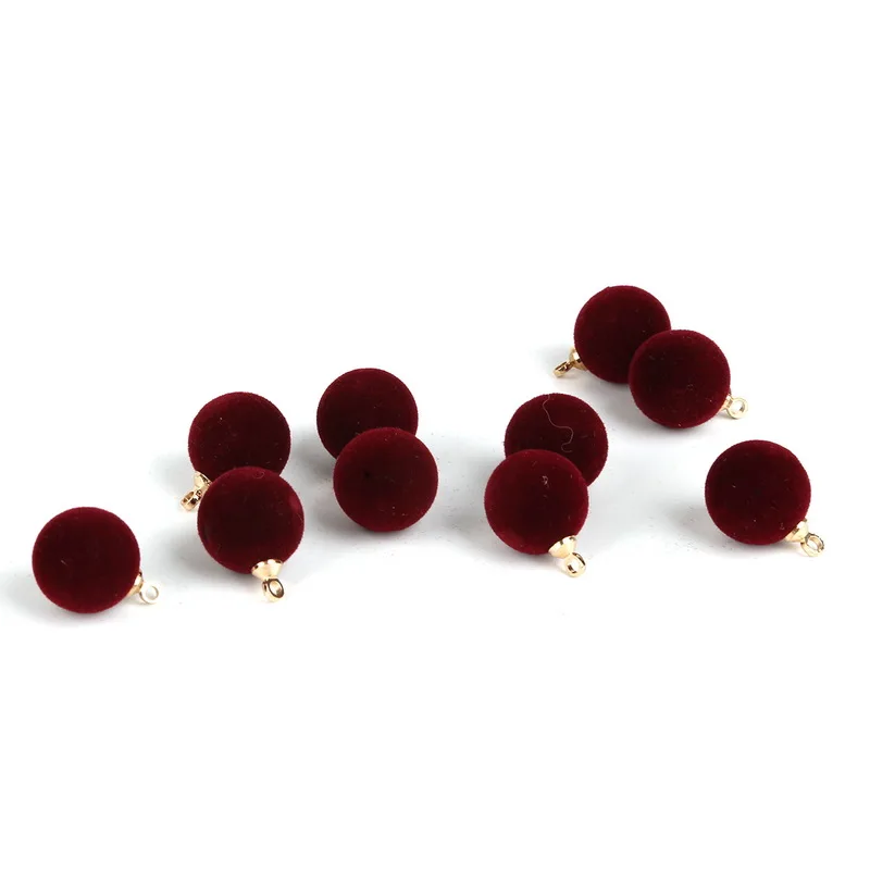 Burgundy 12mm 12 мм 8 мм ткань флокирование круговой пирсинг пуговицы черный/серый/бордовый бисер Подходит для одежды сумки ремесла украшения 10 шт./лот - Цвет: Burgundy 12mm
