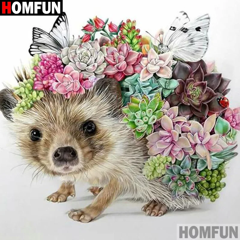 Алмазная живопись HOMFUN Ежик картина с полными квадратными/круглыми стразами 5D