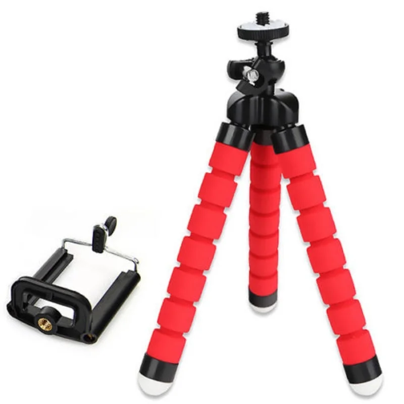 Red Мини Гибкий губчатый штатив Осьминог для iPhone Xiaomi huawei смартфон Штатив для Gopro камера аксессуар с зажимом для телефона - Цвет: Red