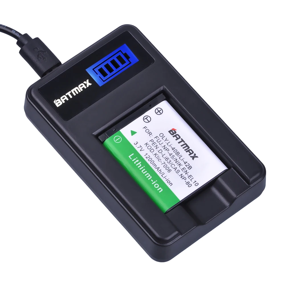 Batmax 4 шт. LI 40B 42B батарея + ЖК USB зарядное устройство для Olympus FUJI пленка fuji NP 45 NP45 45A 45B