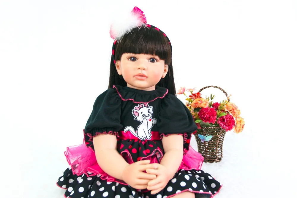 bebe Reborn Menina Dolls Cartoon dress up soft Silicone Vinyl Princess So Truly 24'' beautiful Babies Girl Playmates toy | Игрушки и