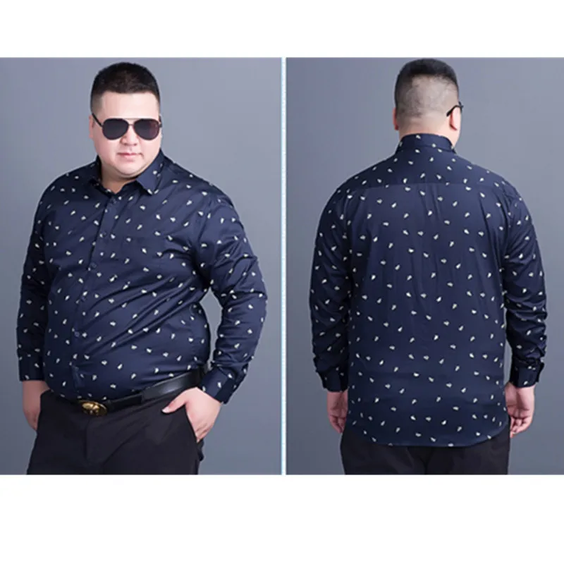 Большие размеры 8XL 7XL 6XL Осенняя брендовая мужская одежда Slim Fit Мужская рубашка с длинными рукавами Мужская Повседневная рубашка в горошек Social Новинка