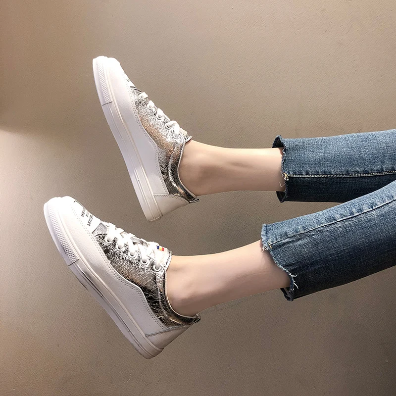 Bling fashion White running shoes for women PU Height Increasing Waterproof sneakers zapatos de mujer MA-134 | Спорт и развлечения