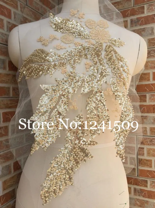 Dancing Dress 6 kinds of color bead embroidery modeling flower lace DIY stage clothing auxiliary Size About 50cm*34cm | Дом и сад