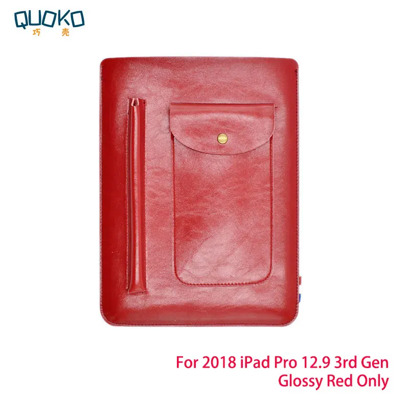 Multi-function ultra-thin super slim sleeve pouch cover,microfiber leather tablet sleeve case for iPad Pro 12.9 3rd Gen - Цвет: Glossy Red Only