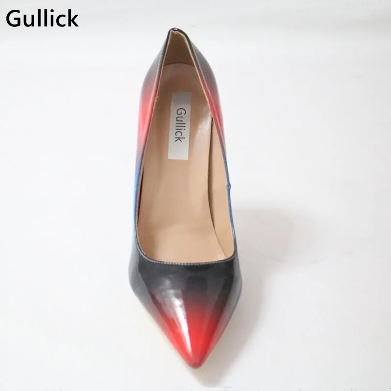 Новые поступления от Gullick кожаные туфли лодочки с радужным принтом для женщин
