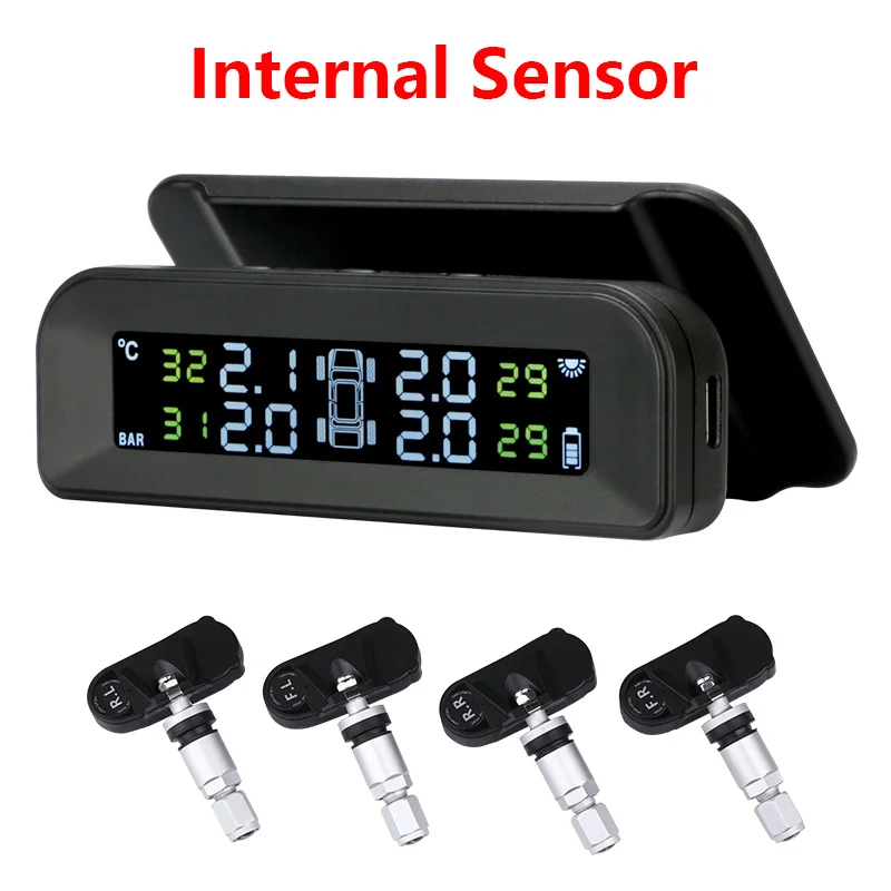 Built-in sensors Jansite TPMS система контроля давления в шинах Солнечная зарядка в режиме реального времени тест солнечной зарядки Регулируемый ЖК-экран беспроводной 4 шины - Тип: Built-in sensors