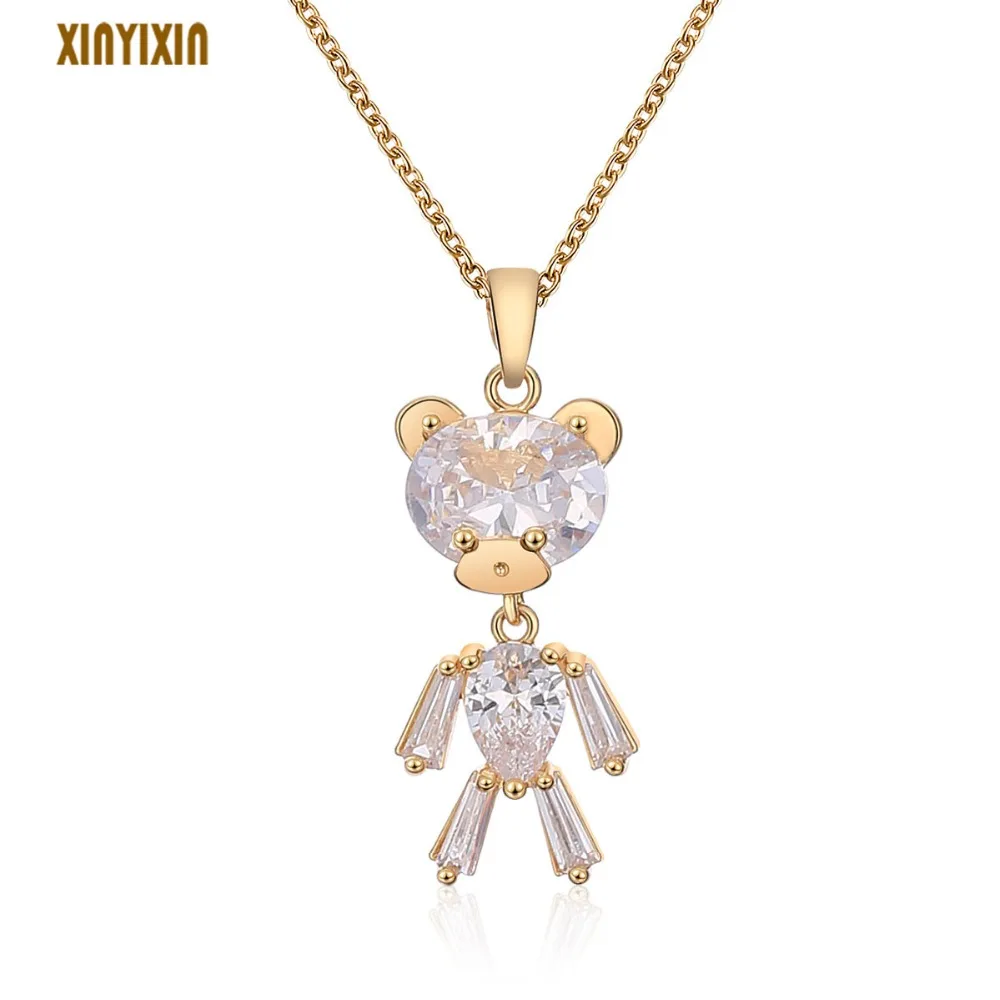 

Cute Crystal Bear Choker Necklace for Women Elegant Gold Lovely Bear Pendant Necklace 2021 Fashion Jewelry Summer Party Gift