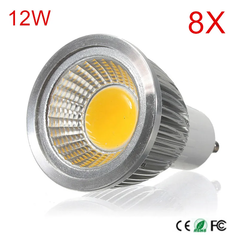 

8 шт., яркие светодиодные лампы GU10 GU10 COB 12 Вт
