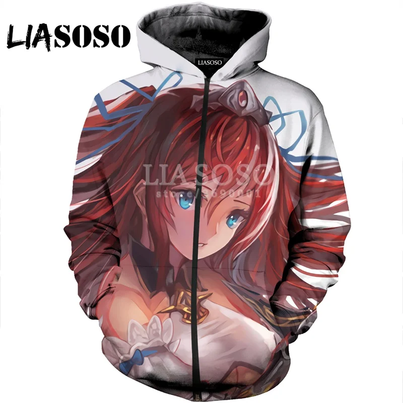 LIASOSO последняя куртка с капюшоном на молнии аниме милая девушка 3D цветная печать
