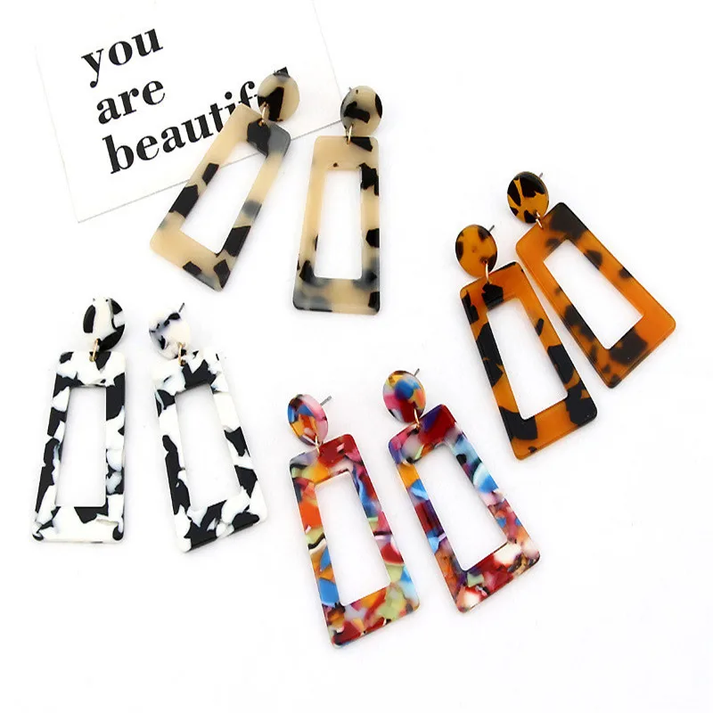 2019 New Fashion Leopard Grain Multi-Color Big Hook Acrylic Earrings Special Design Drop Earring for Women gift# | Украшения и