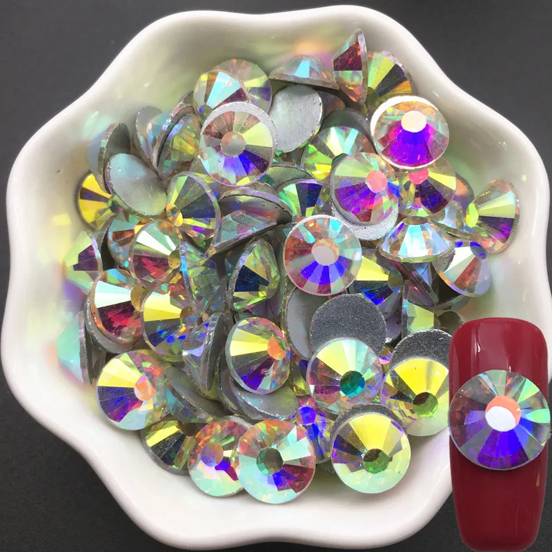 Высококачественные кристаллы AB Glass Стразы Украшения для дизайна ногтей камни без