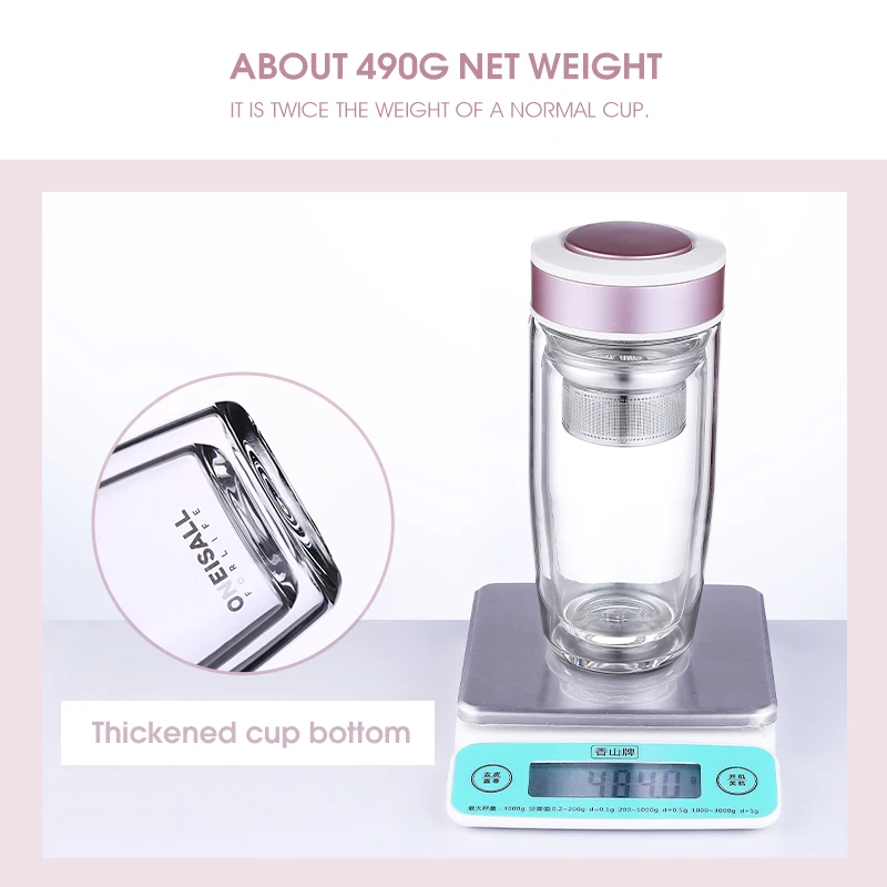Стеклянная бутылка для воды с двойными стенками 380 мл|glass water bottle|leakproof bottlewater bottle |