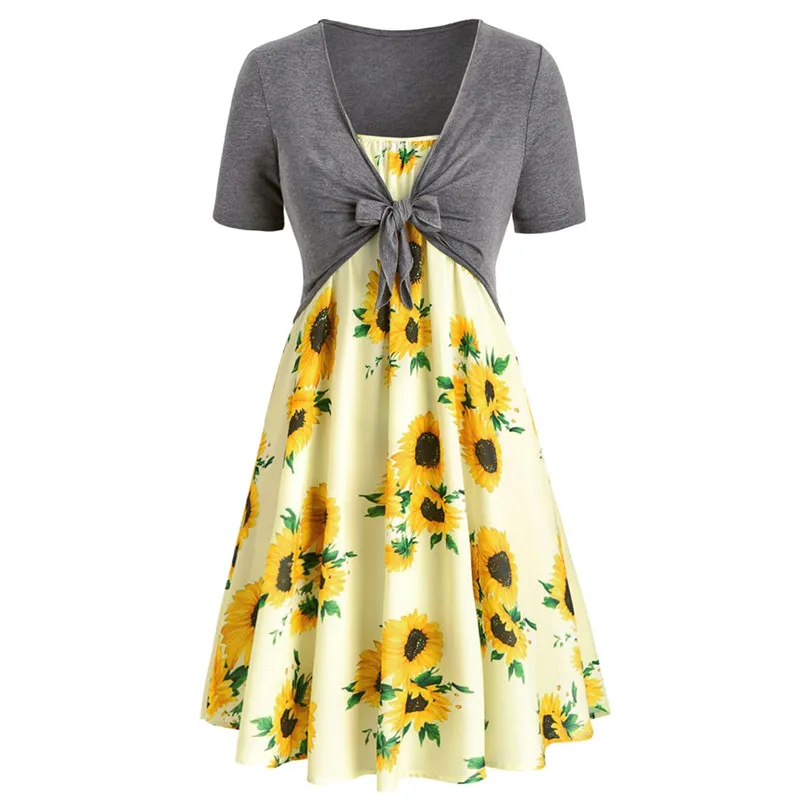 Новинка женское летнее сексуальное Бандажное платье с коротким рукавом и бантом