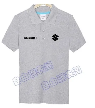 Летняя мужская и женская рубашка поло Suzuki, хлопковая одежда для мужчин и женщин - Цвет: Серый