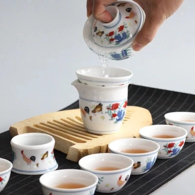Керамический чайный сервиз Античный Чайный Chenghua китайский Kungfu Gaiwan сервиз|Наборы