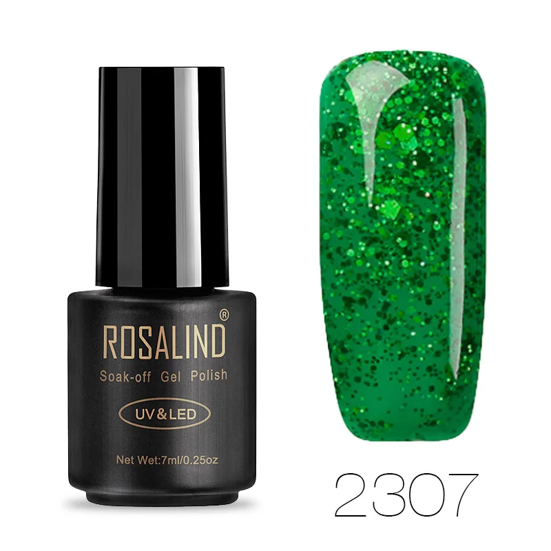 2307 ROSALIND гель 1S 7 мл красный желтый Алмазный Гель-лак для ногтей УФ светодиодный Блеск Гель-лак замочить сверху и Базовое покрытие праймер для ногтей - Цвет: 2307