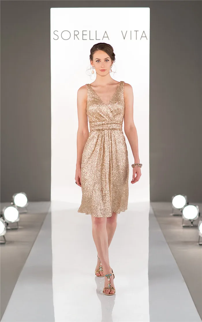 V шеи до колен 2015 оптовая продажа блестки сексуальная красивые блестящие