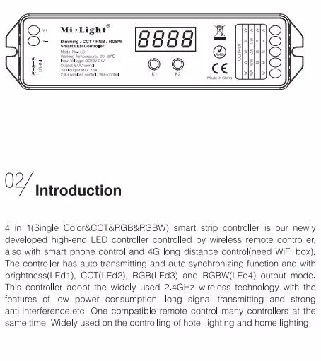 Milight DC12V-24V 2,4G беспроводной Wi-Fi контроль для Dim CCT RGB RGBW Светодиодная лента MiLight LS1 4в1 умный светодиодный пульт дистанционного управления+ FUT090