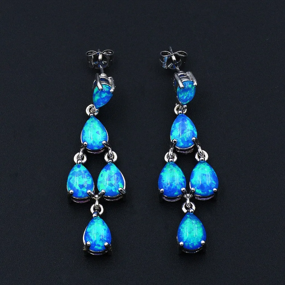 Серьги с голубым огненным опалом и застежкой бабочкой|blue fire opal earrings|fire earringsblue |