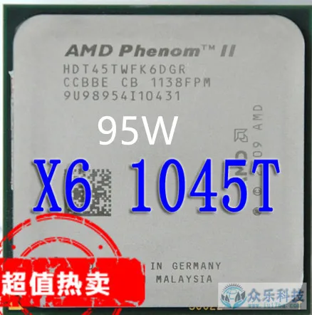 Процессор AMD Phenom II X6 1045T x6 шестиядерный 2 7 ГГц/6M /95 Вт Разъем AM3 AM2 + 938 контактов