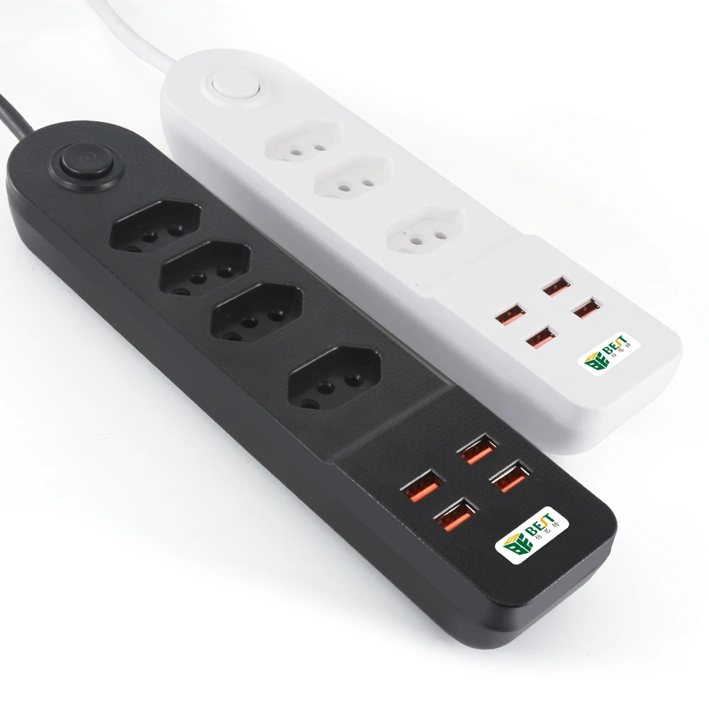 Электрическая розетка 3/4 gang с 4 USB портами стандартный бразильский