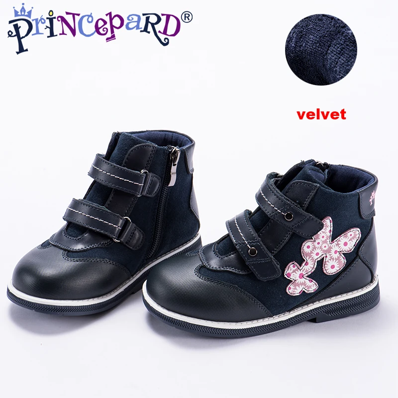 Princepard New orthopedic shoes for kids casual genuine leather velvet navy baby girls and boys 21-36 | Детская одежда и обувь