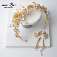 european gold butterfly wedding hairband handmade flower leaf beaded crystal brides hairbands wedding headbands accessories