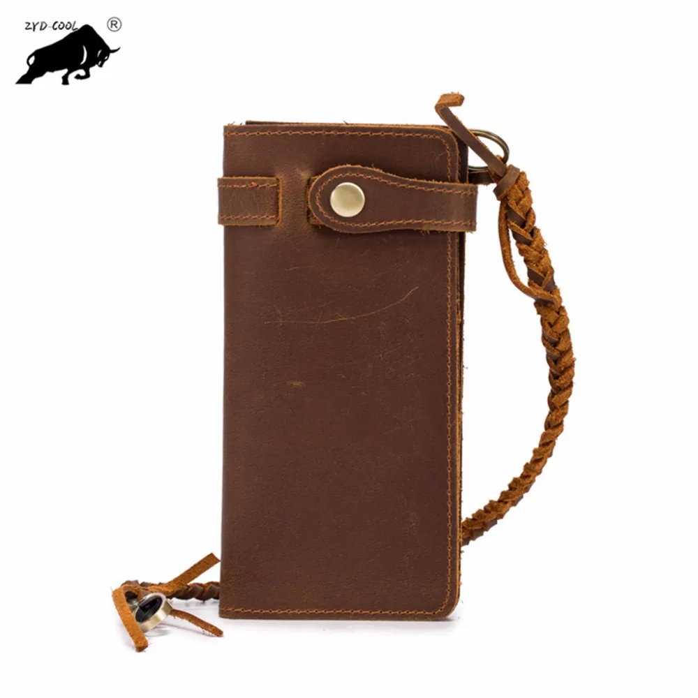 ZYD-COOL бумажник из воловьей кожи с RFID 100% Crazy Horse мужские кошельки натуральной