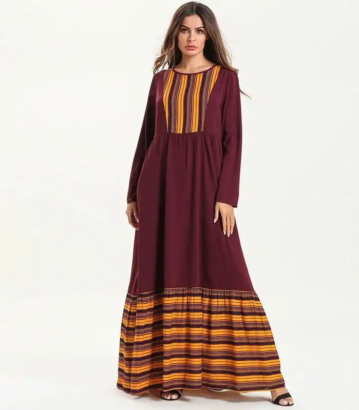 Brown Vestidos Kaftan abaya Дубай, Турция исламский, Арабский мусульманский хиджаб платье abaya s женские Caftan Elbise Ramadan одеяние мусульмане Longue - Цвет: Brown