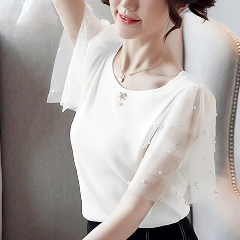 Женские топы и блузки 2019 blusas mujer de moda женские майки футболки Кружевная блуза с