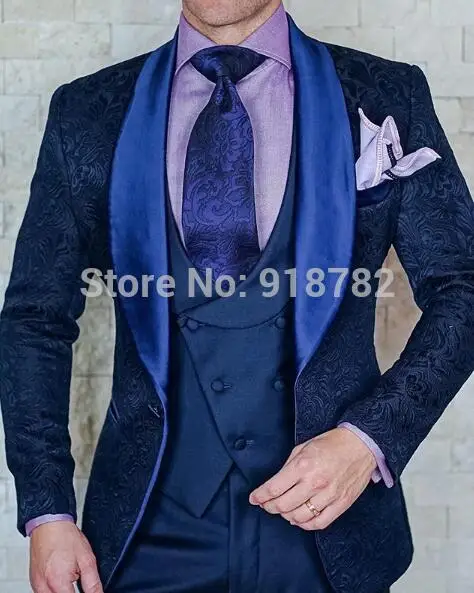 

Wedding Suits For Men 2019 Latest Coat Pant Designs Custom Made Navy Blue 3 Piece Suit Men Slim Fit Groom Suit Costume Homme