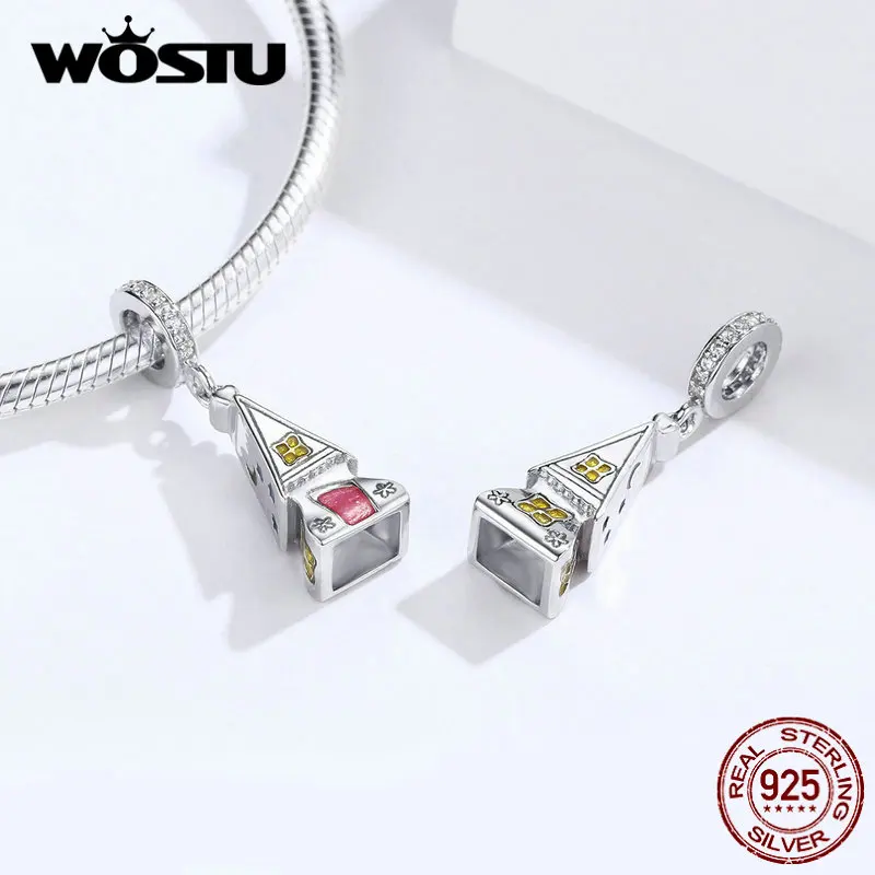 WOSTU милые Подвески для дома и 100% Стерлинговое Серебро 925 пробы циркониевые бусины