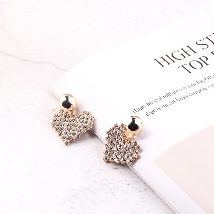 

Heart Rhinestone Crystal Eardrop Diy Handmade Material for Pendant Necklace Earring Jewelry Finding 4pcs