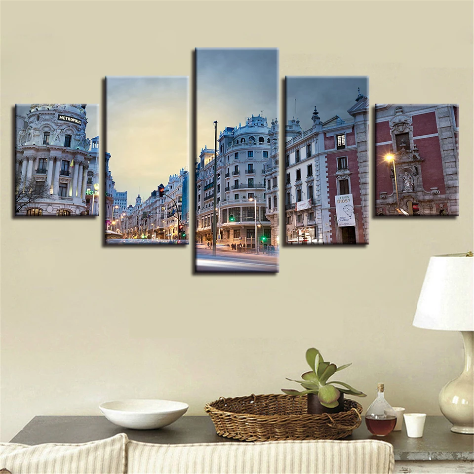 Холст фотографии Wall Art Framework Гостиная Home Decor 5 шт. испанский здание пейзажная