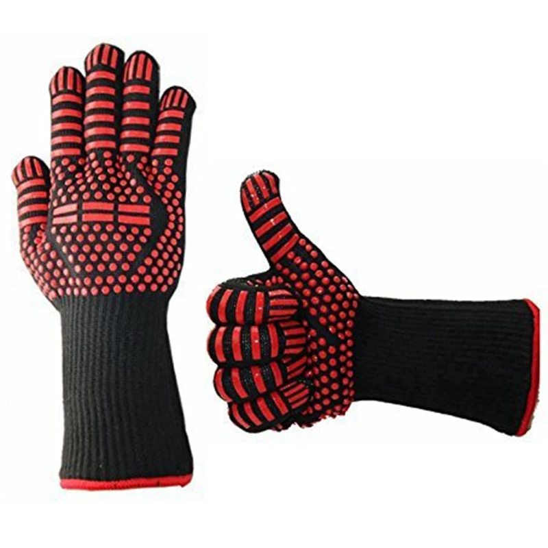 Горячая Распродажа термостойкие перчатки для барбекю 1 пара духовых перчаток
