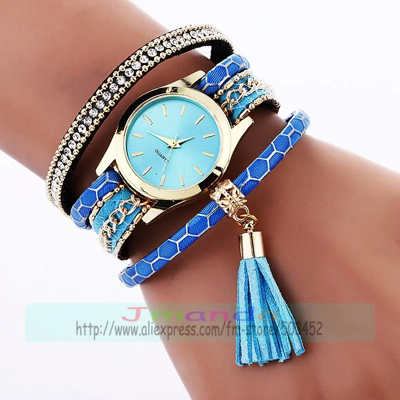 100 шт./лот отлично продаваемые женские кожаные часы с подвеской-кисточкой