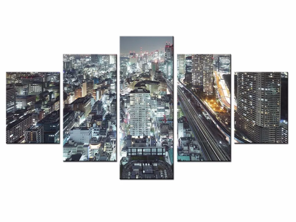 

Wholesale Hot Sales Framed 5 Panels Picture City night scene HD Canvas Print Painting Artwork Wall Art Canvas painting /City-145