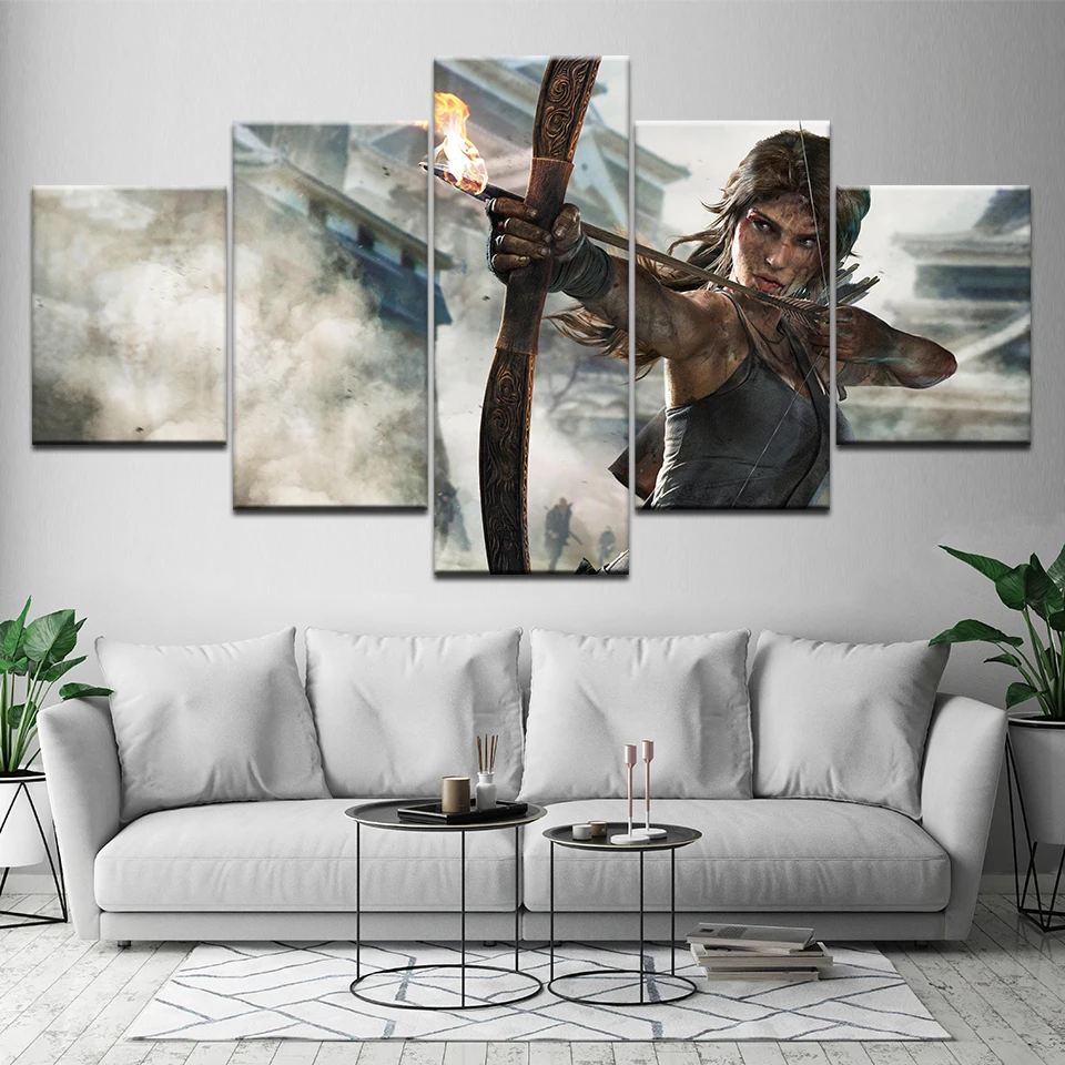 

Canvas Painting Dream Shadow of the Tomb Raider game 5 Pieces Wall Art Painting Modular Wallpapers Poster Print Home Decor